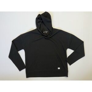 Soybu Womens Black Textured Waffle Knit Hoodie Recycled Poly Blend Small